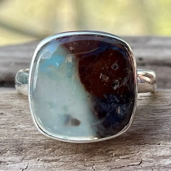 Natural Aqua Chrysoprase Sterling Silver Ring | sz 10 - Picture 7 of 7